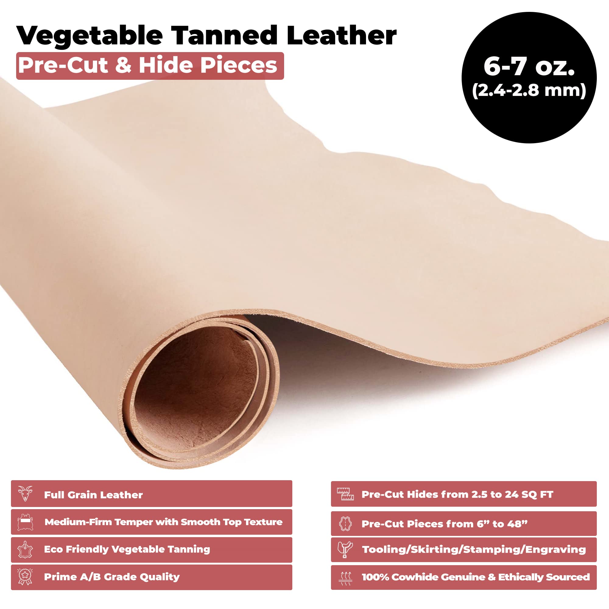 Amazon.com: ELW Tooling Leather Vegetable Tanned 6-7 oz. (2.4-2.8